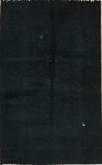 Solid 3x5 Charcoal Gabbeh Zolanvari Shiraz Persian Area Rug