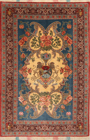 Vegetable Dye Pictorial Senneh Persian Area Rug 7x10