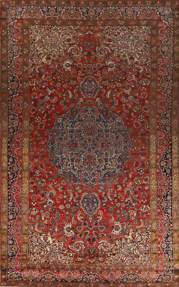 Antique Wool Red Bakhtiari Persian Large Rug 11x18