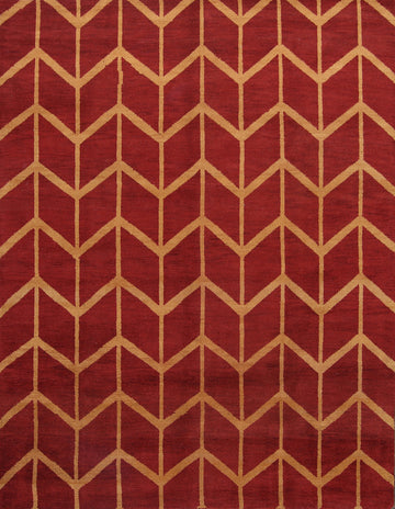 Wool Red/ Gold Moroccan Oriental Area Rug 10x14