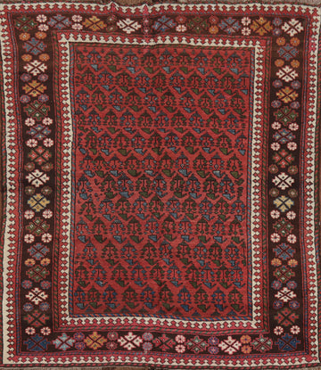 Vegetable Dye Antique Bakhtiari Saman Persian Wool Rug 4x5