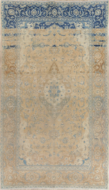 Muted Distressed Kashan Persian Area Rug 6x11