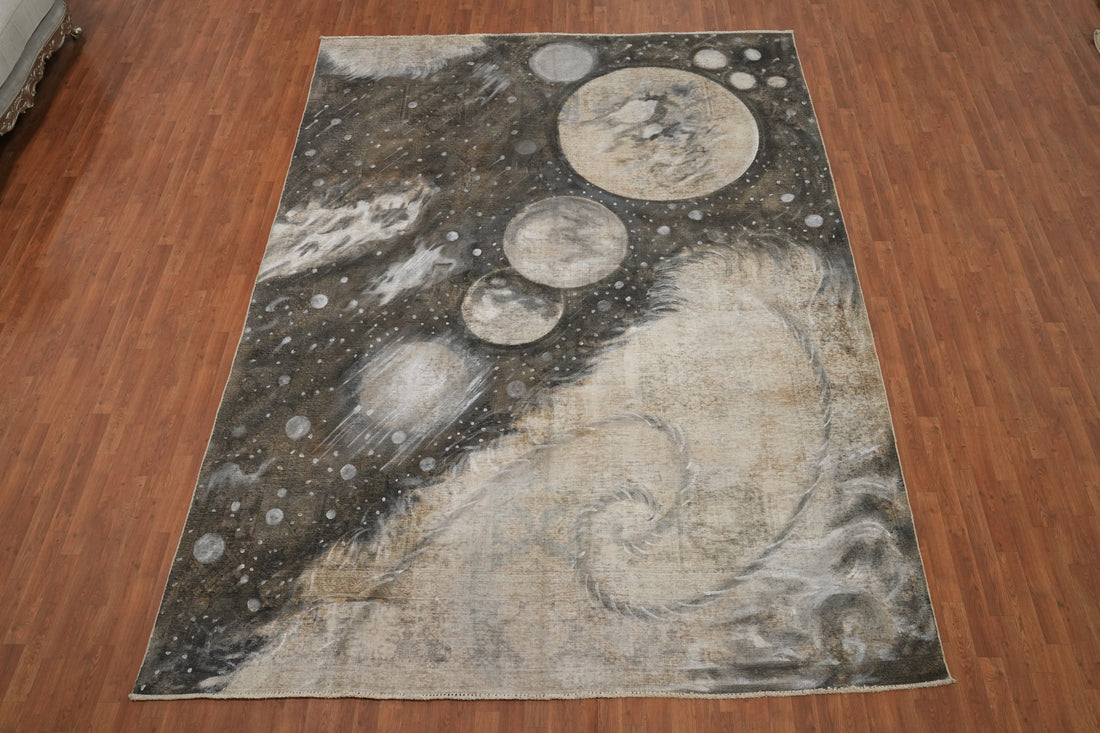 Night Sky Pictorial Wool Modern Persian Wool Rug 9x13