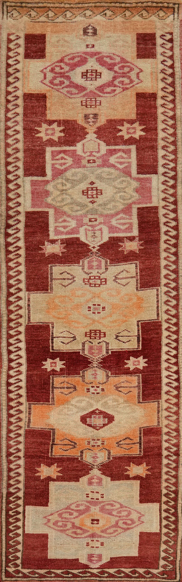 Vegetable Dye Oushak Turkish Oriental Wool Runner Rug 3x12