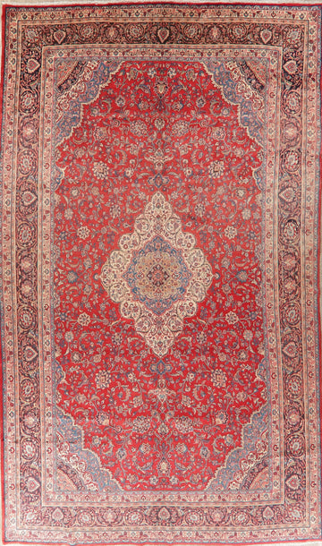 Large Vintage Floral Red Shahbaft Persian Wool Rug 10x17