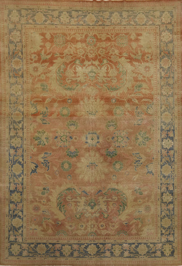 Antique Vegetable Dye Oushak Turkish Area Rug 8x11