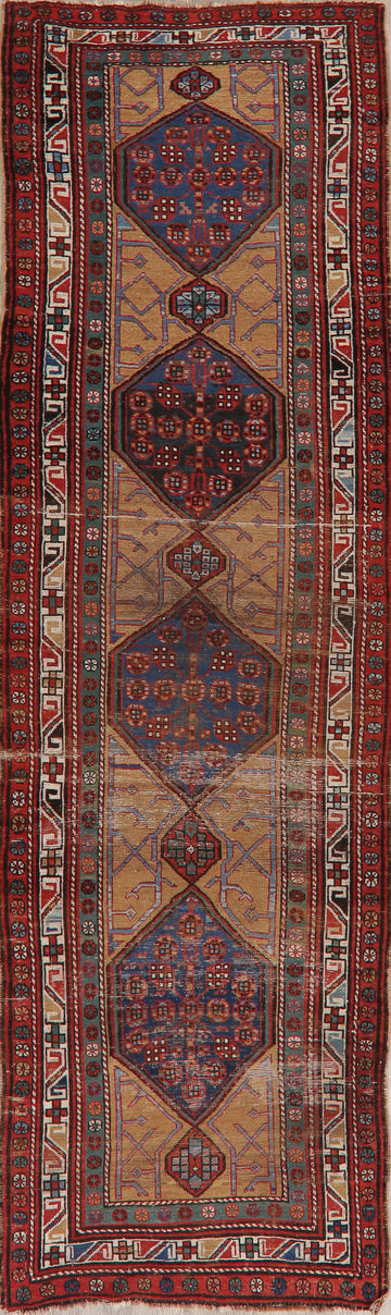 Antique Pre-1900 Vegetable Dye Heriz Bakhshayesh Persian Rug 4x13