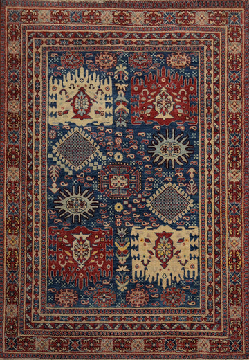 Blue Geometric Heriz Serapi Oriental Rug 5x7