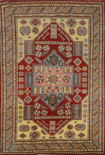 Geometric Super Kazak Oriental Rug 5x6