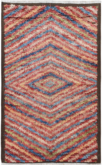 Geometric Thick Plush Shaggy Moroccan Area Rug 5x8