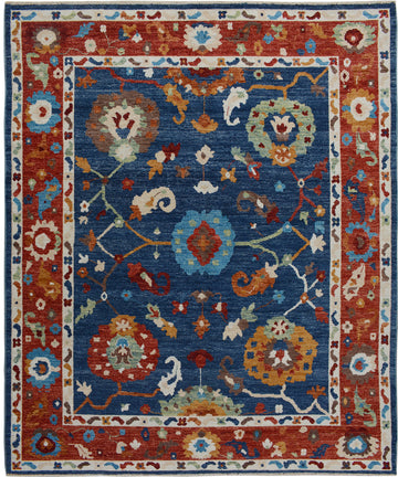 Floral Vegetable Dye Oushak Turkish Area Rug 8x10