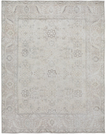Muted All-Over Floral Tabriz Distressed Persian Area Rug 7x9