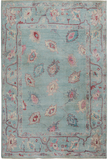 All-Over Oushak Vegetable Dye Turkish Area Rug 8x10
