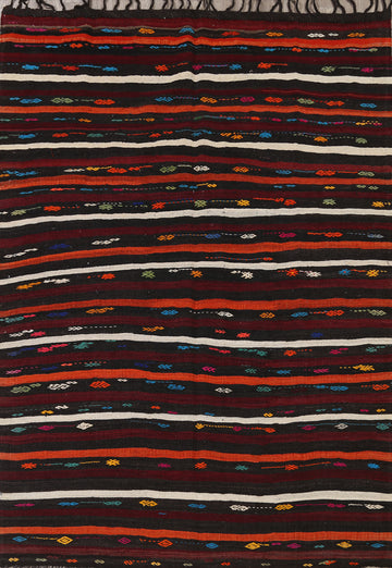 Tribal Stripe Kilim Turkish Area Rug 7x10