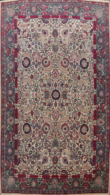 Antique Silk Vegetable Dye Tehran Persian Area Rug 11x14