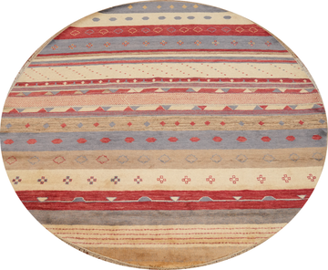 Striped Gabbeh Kashkoli Oriental Area Rug 8x8 Round