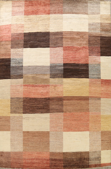 Checked Gabbeh Kashkoli Modern Area Rug 9x12