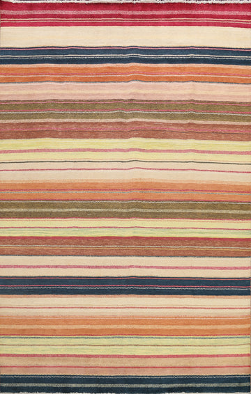 Striped Gabbeh Kashkoli Oriental Area Rug 8x10
