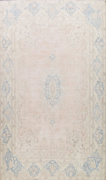 Muted Distressed Kerman Persian Area Rug 9x13