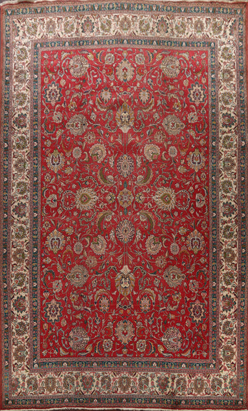 Red Floral Tabriz Persian Rug 11x15