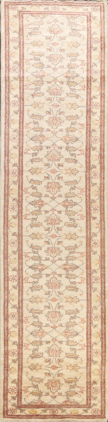 100% Vegetable Dye Floral Peshawar Oriental Runner Rug 3x13