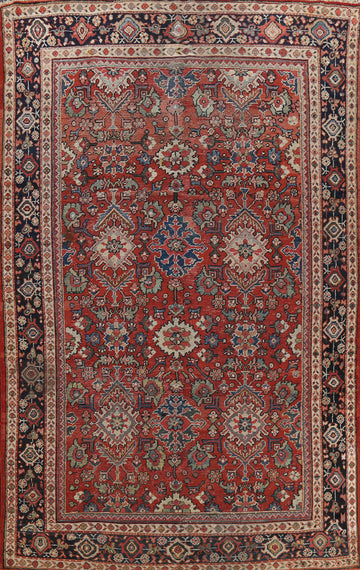 Antique 100% Vegetable Dye Mahal Persian Area Rug 7x11