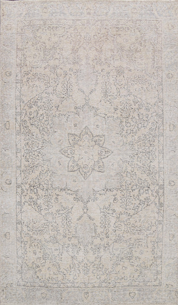 Muted Distressed Floral Tabriz Persian Area Rug 6x9