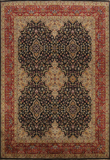 100% Vegetable Dye Floral Kashan Oriental Area Rug 8x11