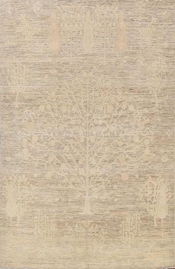Vegetable Dye Earth-Tone Oushak Chobi Oriental Area Rug 6x9