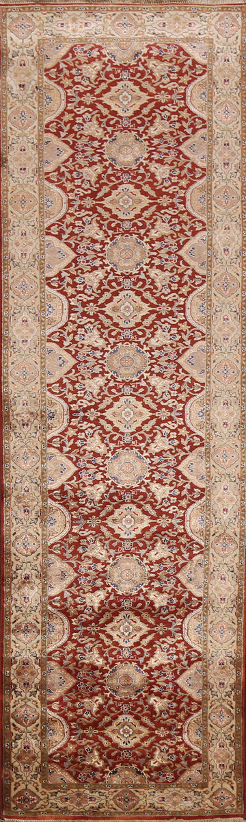100% Vegetable Dye Floral Fine Agra Oriental Runner Rug 3x10