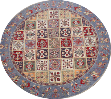 Garden Design Kazak Oriental Area Rug 7x7 Round