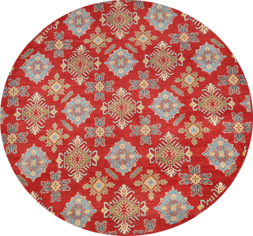 Geometric Kazak Oriental Area Rug 7x7 Round