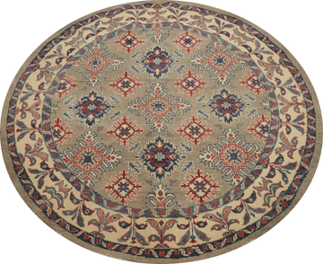 Wool Geometric Kazak Round Rug 5x5