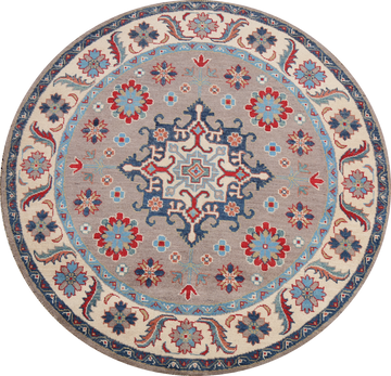 Geometric Kazak Oriental Area Rug 5x5 Round