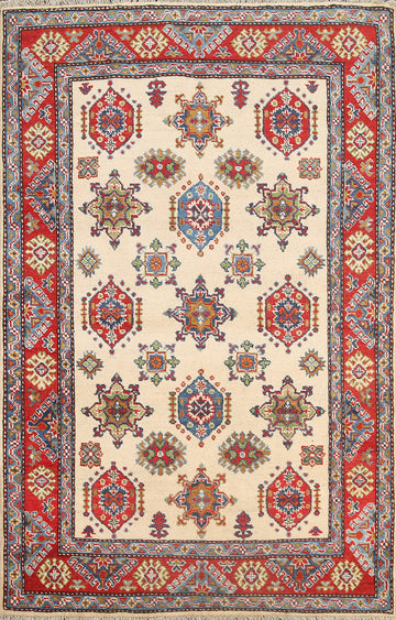 Geometric Kazak Oriental Area Rug 4x6