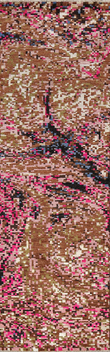 Artistic Contemporary Abstract Oriental Runner Rug 3x10