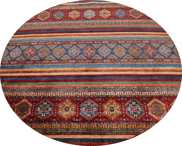 Vegetable Dye Round Kazak Oriental Area Rug 8x8