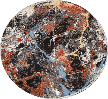Vegetable Dye Modern Round Abstract Oriental Area Rug 6x6