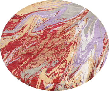 Round Vegetable Dye Abstract Oriental Area Rug 6x6