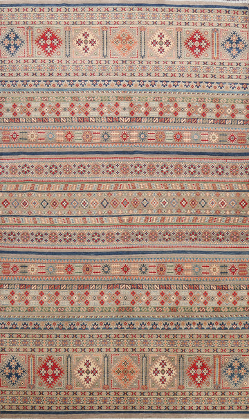 Geometric Southwestern Kazak Pakistani Area Rug 7x10