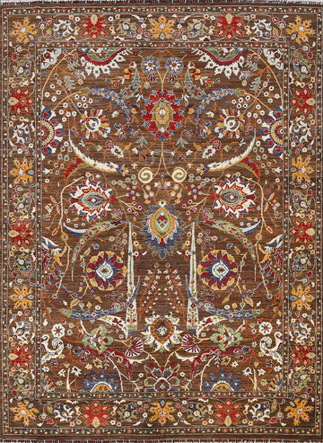 100% Vegetable Dye Floral Ziegler Oriental Area Rug 8x10