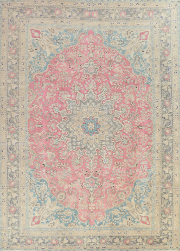 Traditional Distressed Mashad Persian Area Rug 9x13