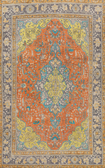 Floral Distressed Mashad Persian Area Rug 8x11