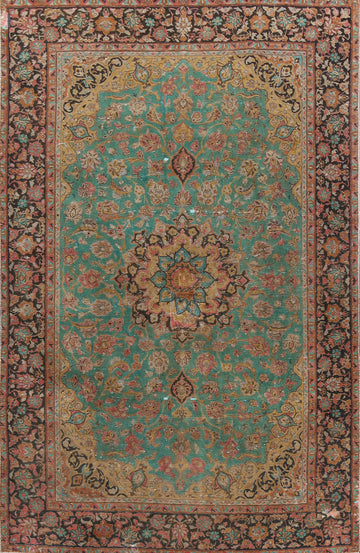 Floral Distressed Mashad Persian Area Rug 8x11