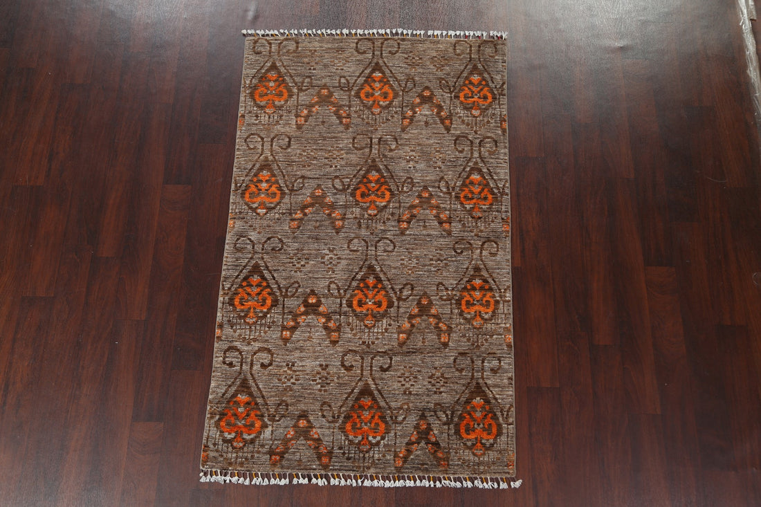 Vegetable Dye Abstract Wool Area Rug 4x6