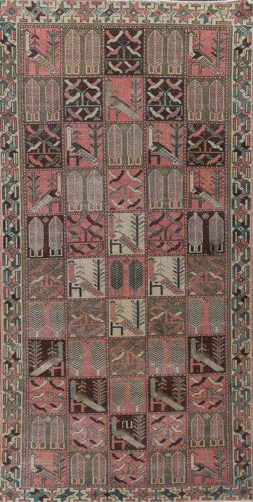 Vintage Handmade Bakhtiari Persian Runner Rug 4x9