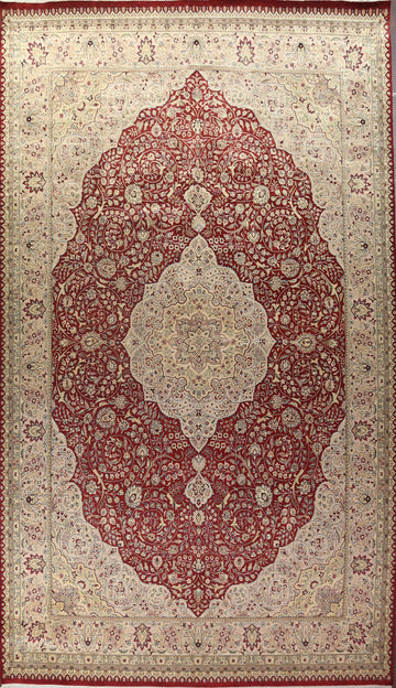 Vegetable Dye Large Red Tabriz Handmade Rug 12x18