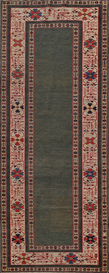 Antique Vegetable Dye Shirvan Oriental Runner Rug 3x9