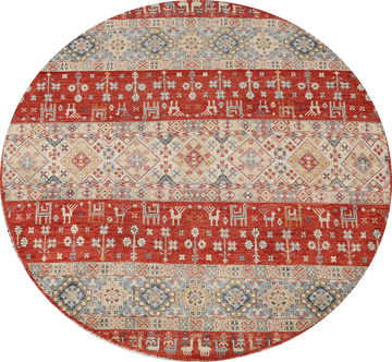 Wool Round Kazak Oriental Area Rug 7x7