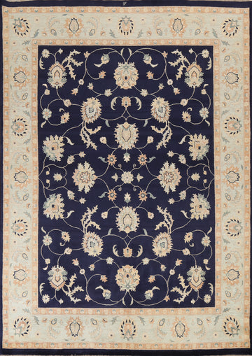 Navy Blue Oushak Chobi Handmade Wool Rug 8x10